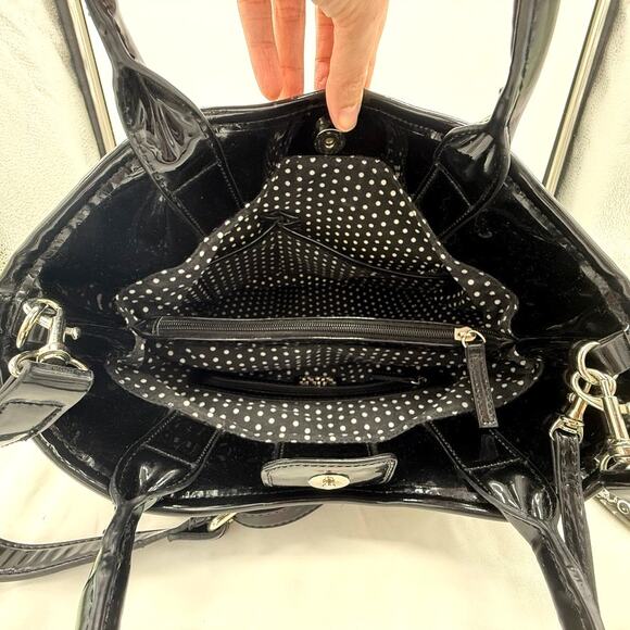 Lulu by Lulu Guinness London Print Tote Bag w/ Pouch Matching Black Yellow White - Picture 11 of 16